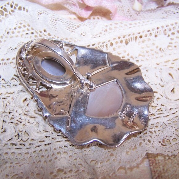 Carolyn Pollack Relios Sterling Silver Brass Mother of Pearl Pendant - Picture 6 of 7